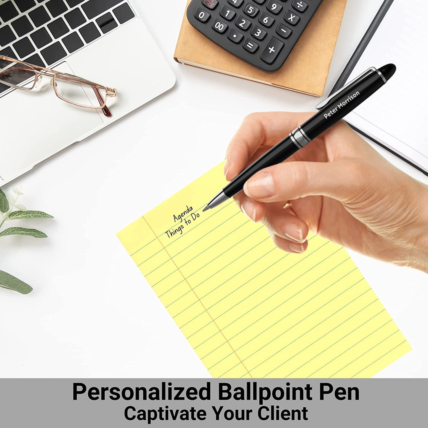 Nice Pens for Men and Women - Black color with Silver Trim - Set of 2 - Medium Point Metal Pen for Smooth Writing - Great Professional Business Gifts for Office Work Meetings