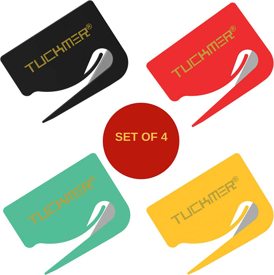Letter Opener Envelope Slitter - Mail Opener for Women, Men, Office, Home & Business Travelers - Openers with Safety Concealed Razor Blade and Guiding Tip for Perfect Cut - Set of 4 (Colors)