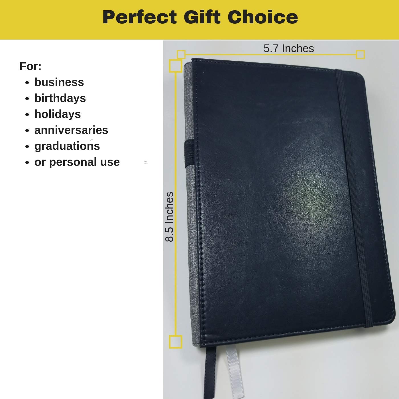 Notebook with Pen Holder Loop - Meeting Notebook - Dotted Grid Leather Bound Journal - Black - Great for Writing, Journaling & Sketching – Bullet Journals to Write in for Women, Men, Business