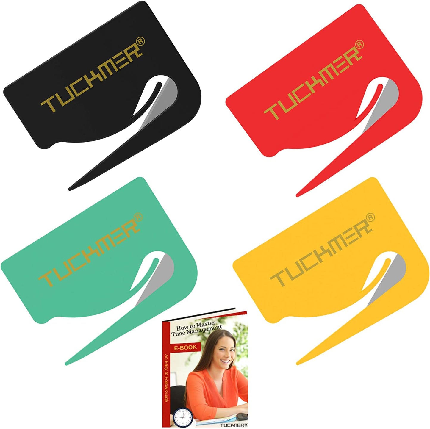 Letter Opener Envelope Slitter - Mail Opener for Women, Men, Office, Home & Business Travelers - Openers with Safety Concealed Razor Blade and Guiding Tip for Perfect Cut - Set of 4 (Colors)