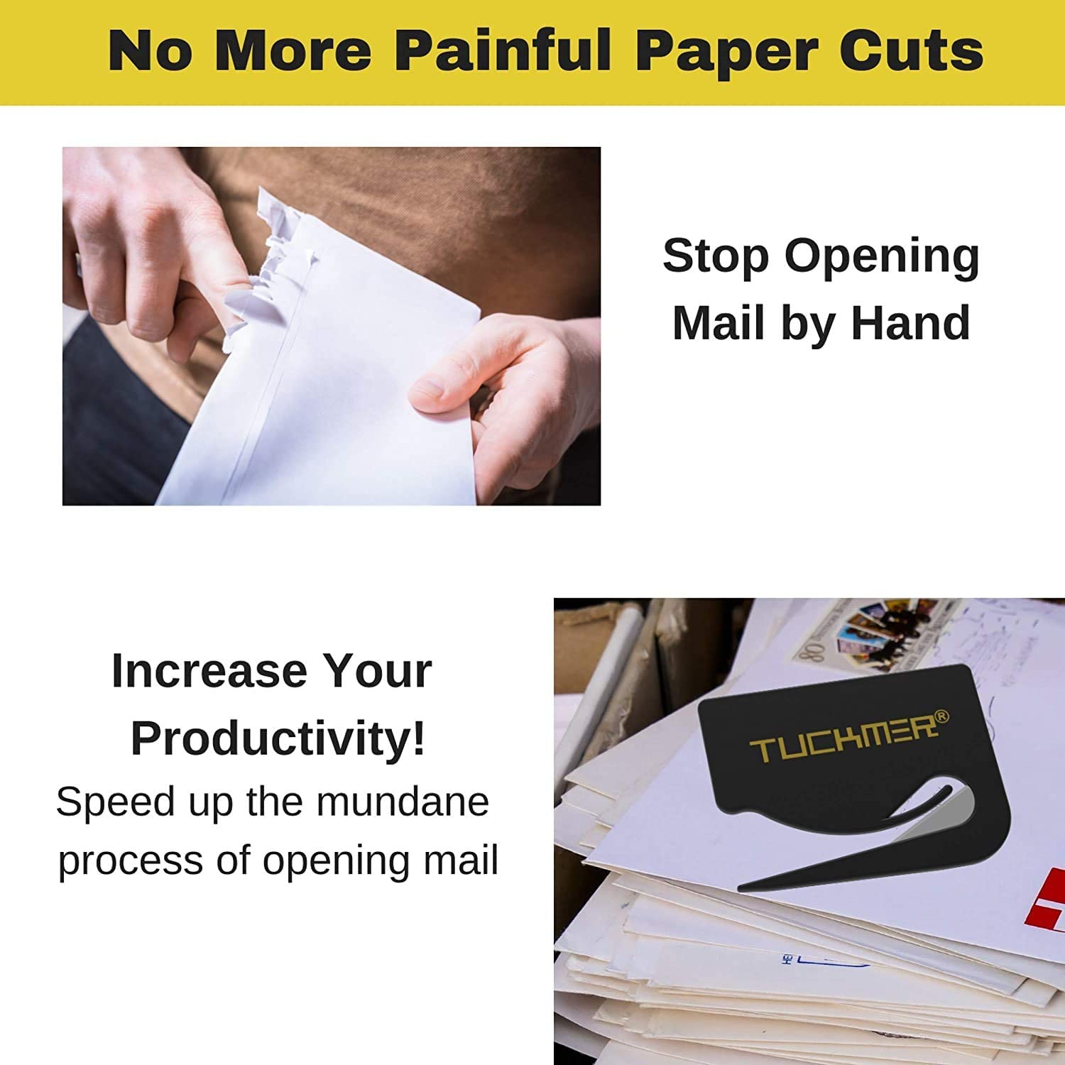 6 Pack Letter Opener Envelope Slitter Set Sharp and Efficient Open Envelopes with Ease (Black/Red/Yellow/Green/Rose/Blue)