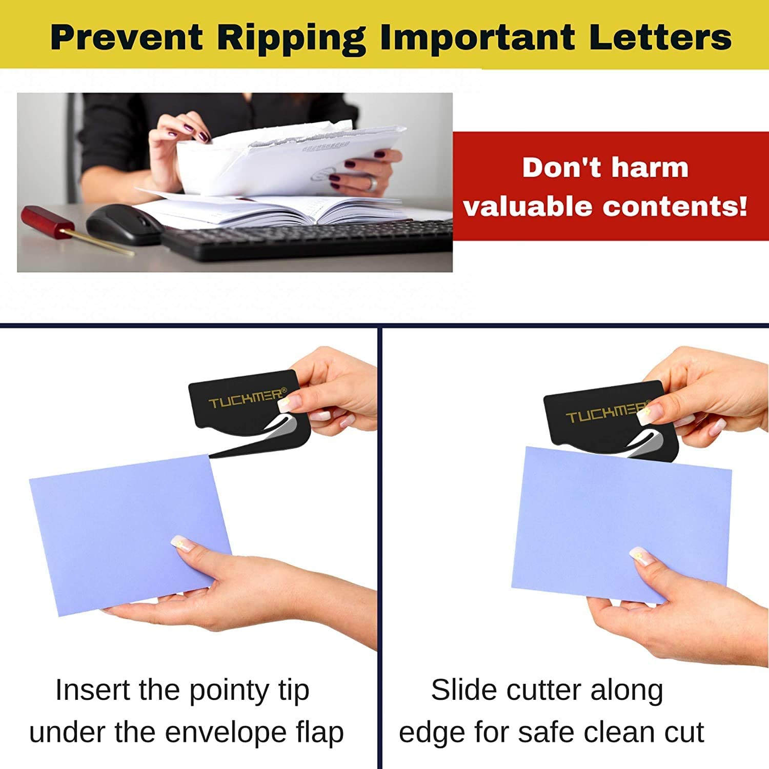 1 Pcs Plastic Letter Opener Mini Sharp Letter Mail Envelope Opener Safety  Papers Guarded Cutter Blade Office Equipment Gifts